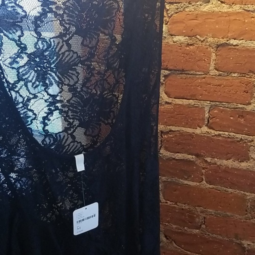 NWT Free People Florence Black Lace Slip M - Picture 3 of 5